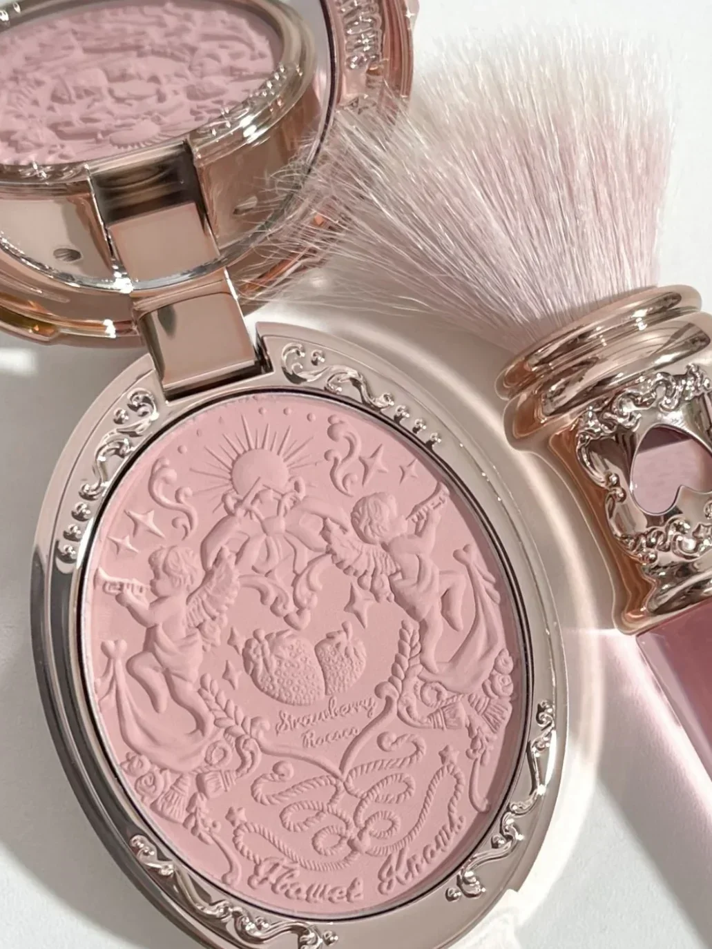 Flower Knows Strawberry Rococo Embossed Blush Makeup Palette Cute Powder Long Lasting Natural Tint Waterproof Blush Cosmetics