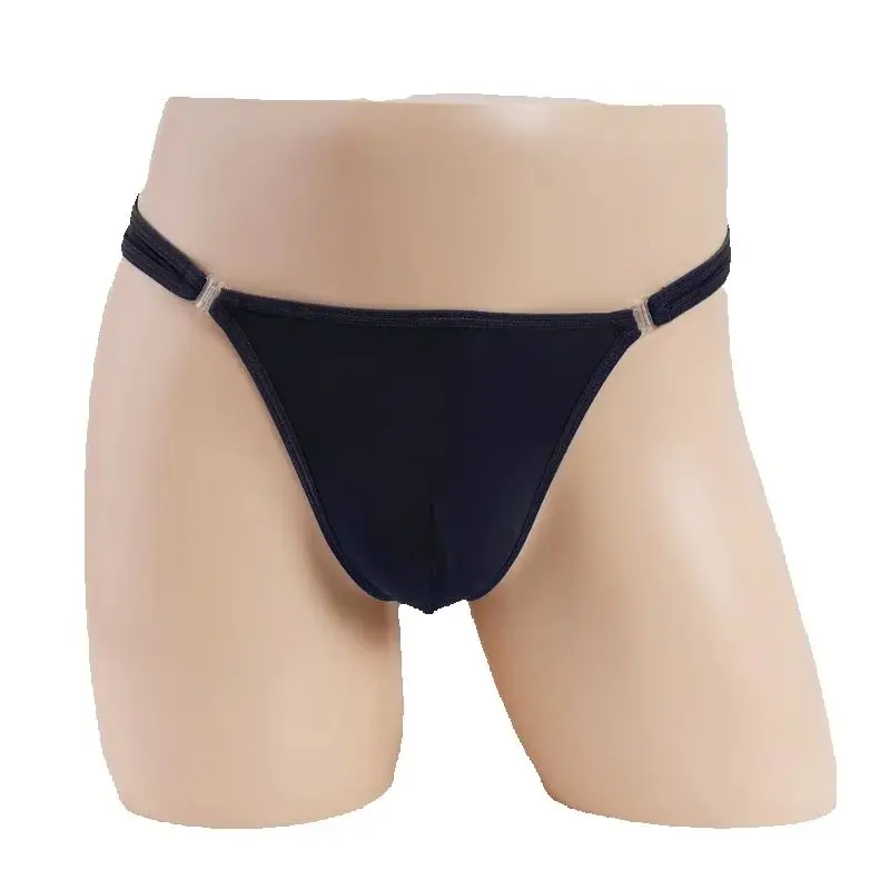 

Men's Sexy Panties Detachable Waisted Thongs And G Strings Ice Silk Elastic Transparent Underwear Low Waist Sissy Jock Strap
