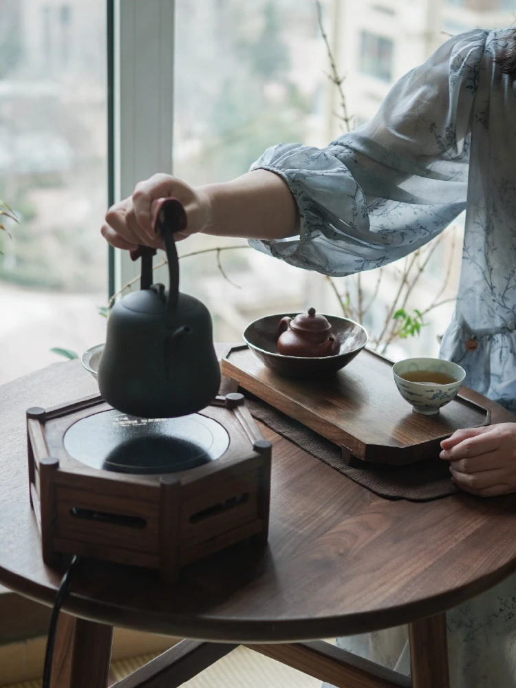 New Chinese Black Walnut Electric Pot Boiling Teapot Boiling Water Furnace Glass Pot