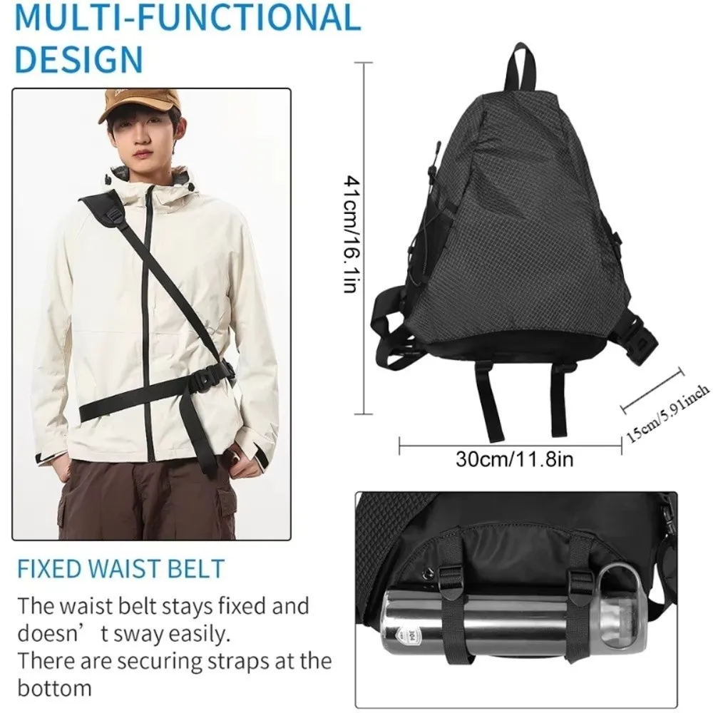 Bolsa de peito para esportes ao ar livre, à prova d'água, grande capacidade, ajustável, nylon, crossbody, estilo japonês, bolsa de ombro masculina