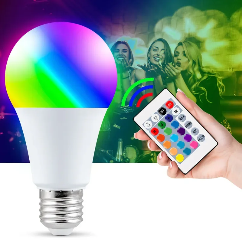 RGB LED Bulb E27 Smart Control Lamp 5W Color Changing Dimmable Light with Remote - Smart Home Decor