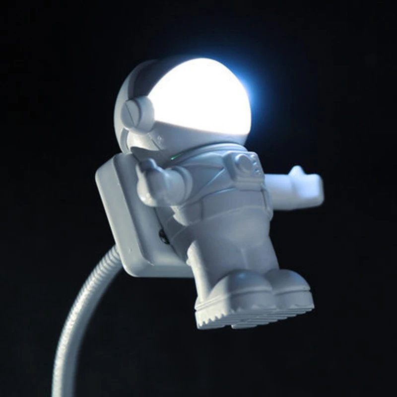 Luz noturna USB astronauta, Lâmpada de leitura flexível, Criativo Spaceman, Candeeiro de mesa portátil para computador, PC Desk Light