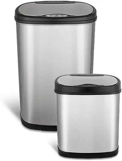 Two-Piece Automatic Trash Can Combo Set, 13 Gal (50L) & 3 Gal (12L) Touchless Motion Sensor Garbage Cans with Odor-Sealing Lids,