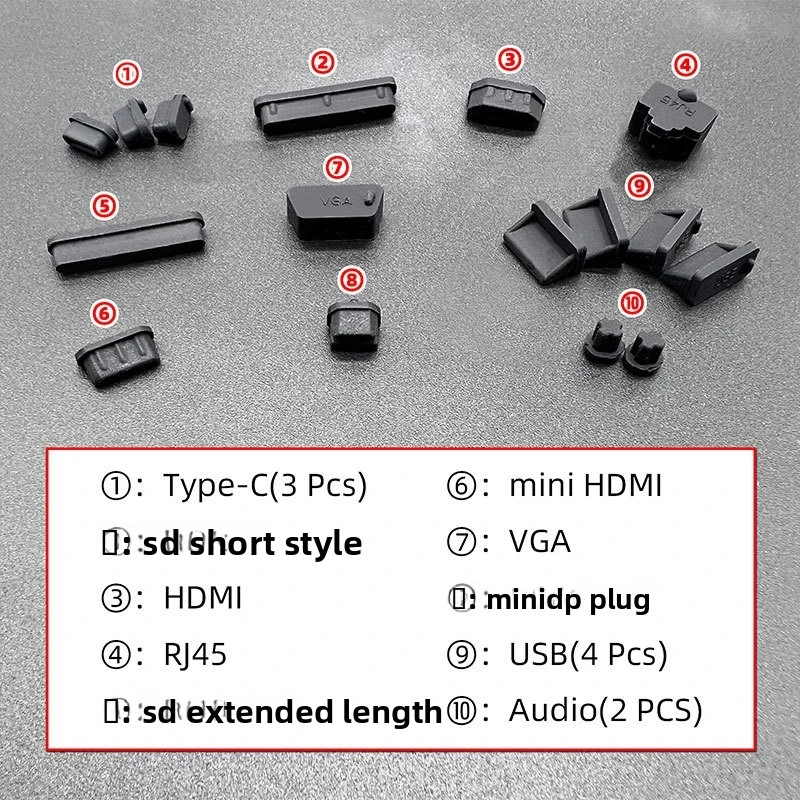 16Pcs/set Universal Anti Dustproof Notebook Port Plug Silicone Protector USB Elastic Laptop Computer Cover Stopper