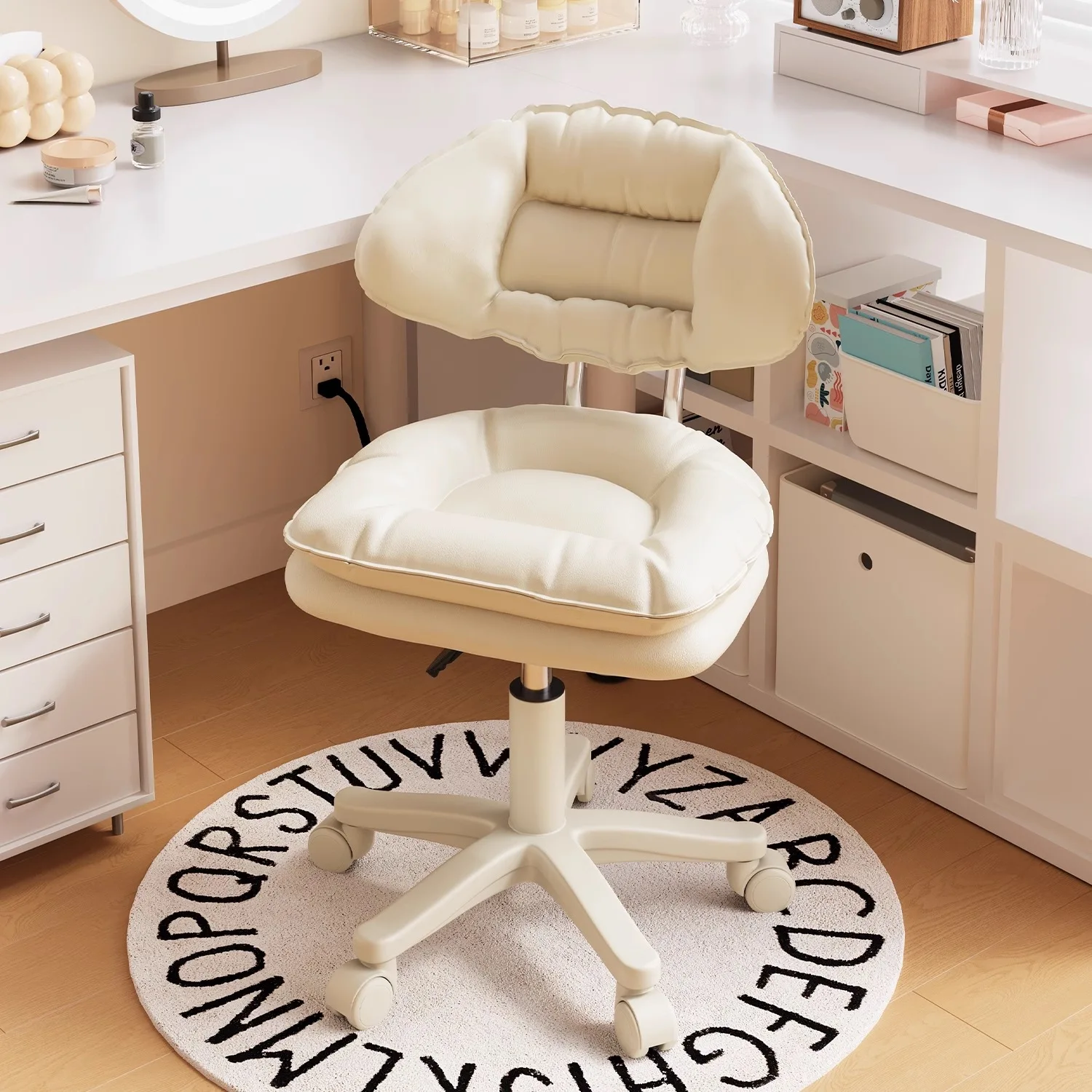 Adjustable rotating beauty stool ergonomic study dresser