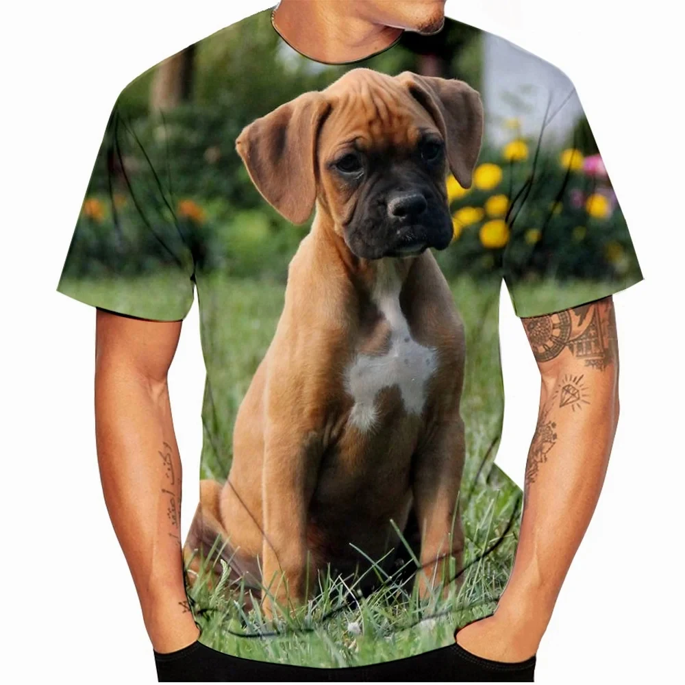 Funny T-Shirts Boxer Dog 3D Print Streetwear Men Women Fashion Oversized Short Sleeve O-Neck T Shirt Kids Tees Tops Man Clothing