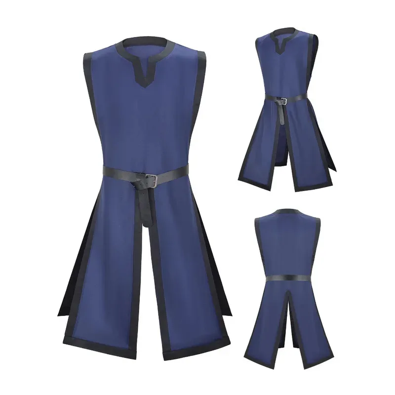 

Medieval Templar Costume Halloween Cosplay Warrior Sleeveless Robe Renaissance Crusader Tunic Gothic Clothes sf/1