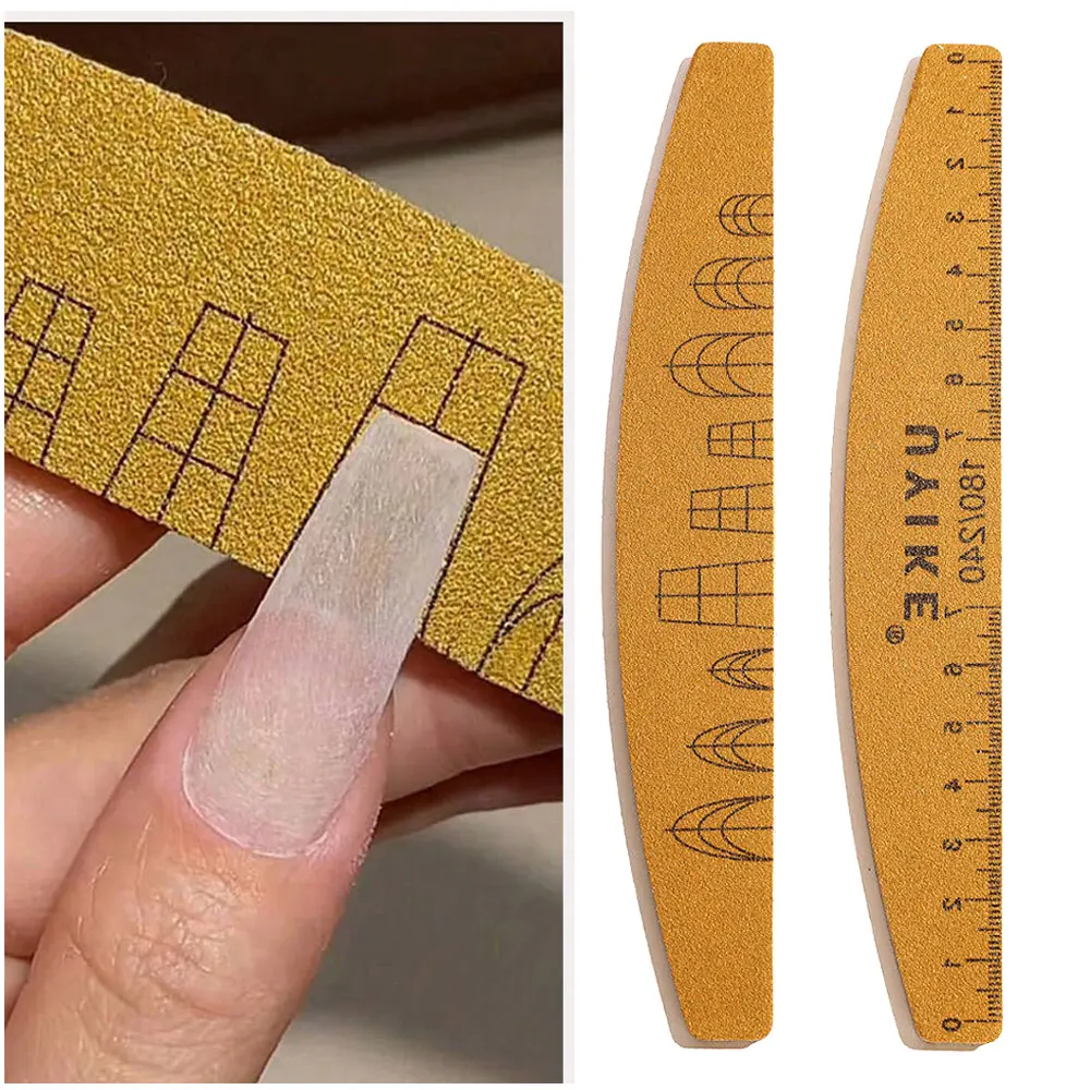 

Многоразовая двусторонняя пилка для ногтей с абразивностью 100-240 грит, с линейкой, для формирования и полировки ногтей, инструмент для шлифовки, многоразовые блоки-буферы для ногтей