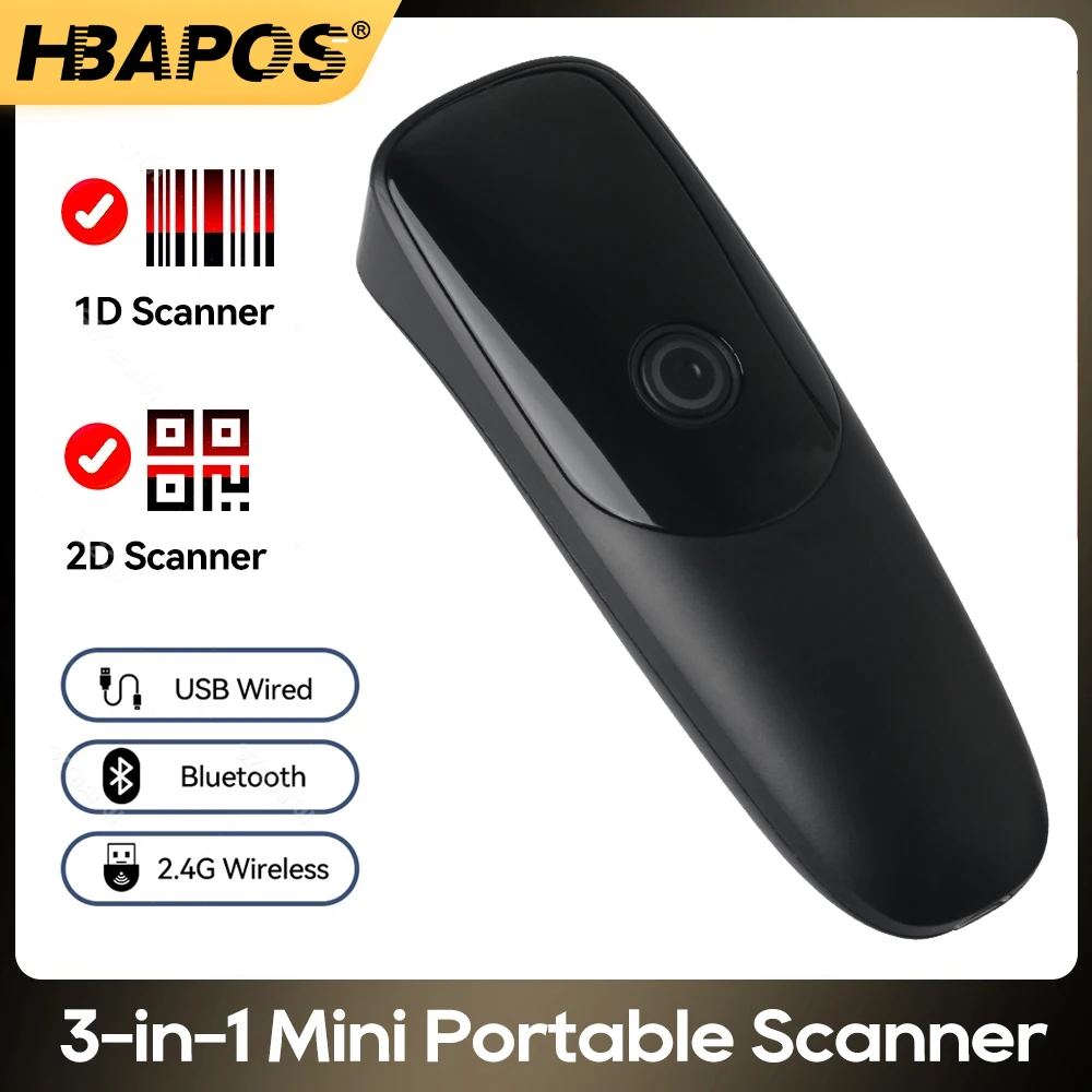 

Мини-сканер штрих-кода Bluetooth 1D/2D 2,4G Беспроводной сканер штрих-кода Android IOS Windows USB-сканер CMOS-считыватель изображений