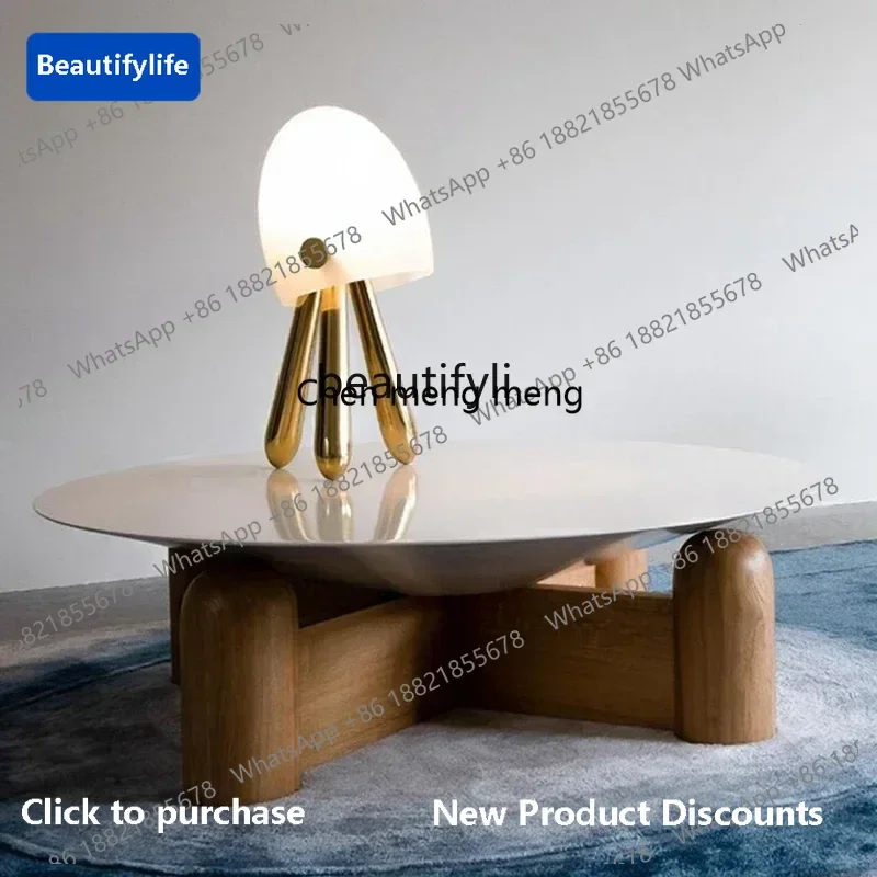 

183F Nordic round, simple solid wood, coffee table art living room household small apartment coffee table tea table