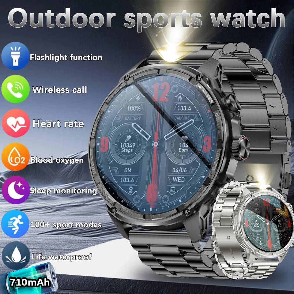

V99 Smart Watch 1.85inch Large Screen Men Outdoor Sports LED Flashlight Bluetooth Calling 710mAh Battery Smartwatch