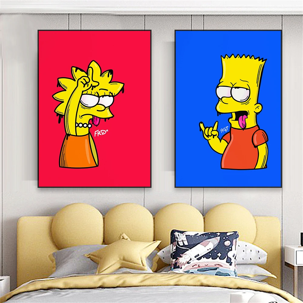 The Simpsons Print Disney Graffiti Wall Art Poster Retro Simpsons Posters Classical Cartoon Canvas Painting Home Bedroom Decor