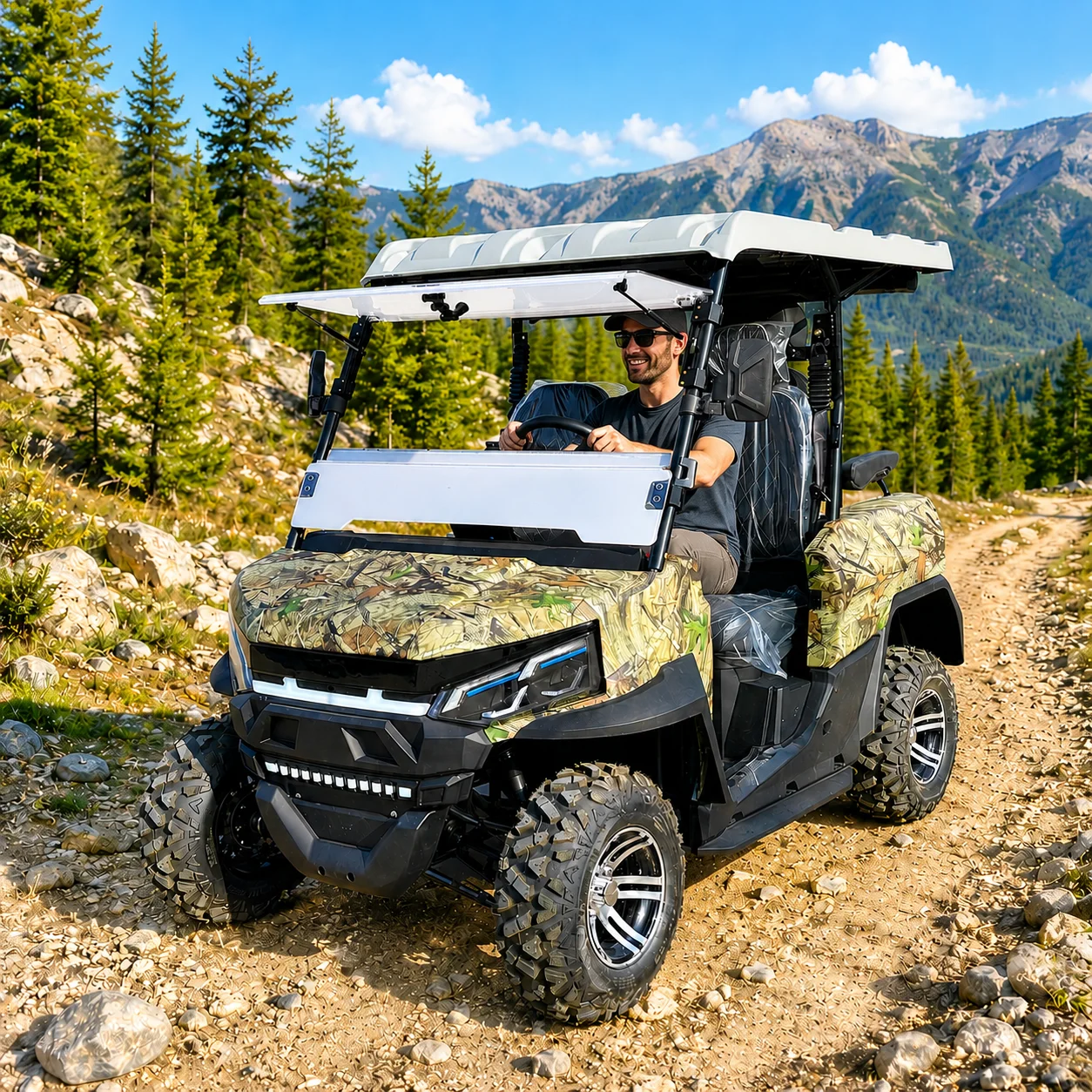 4 Passenger Utility Terrain Vehicle UTV with Powerful Engine and All Terrain Suspension