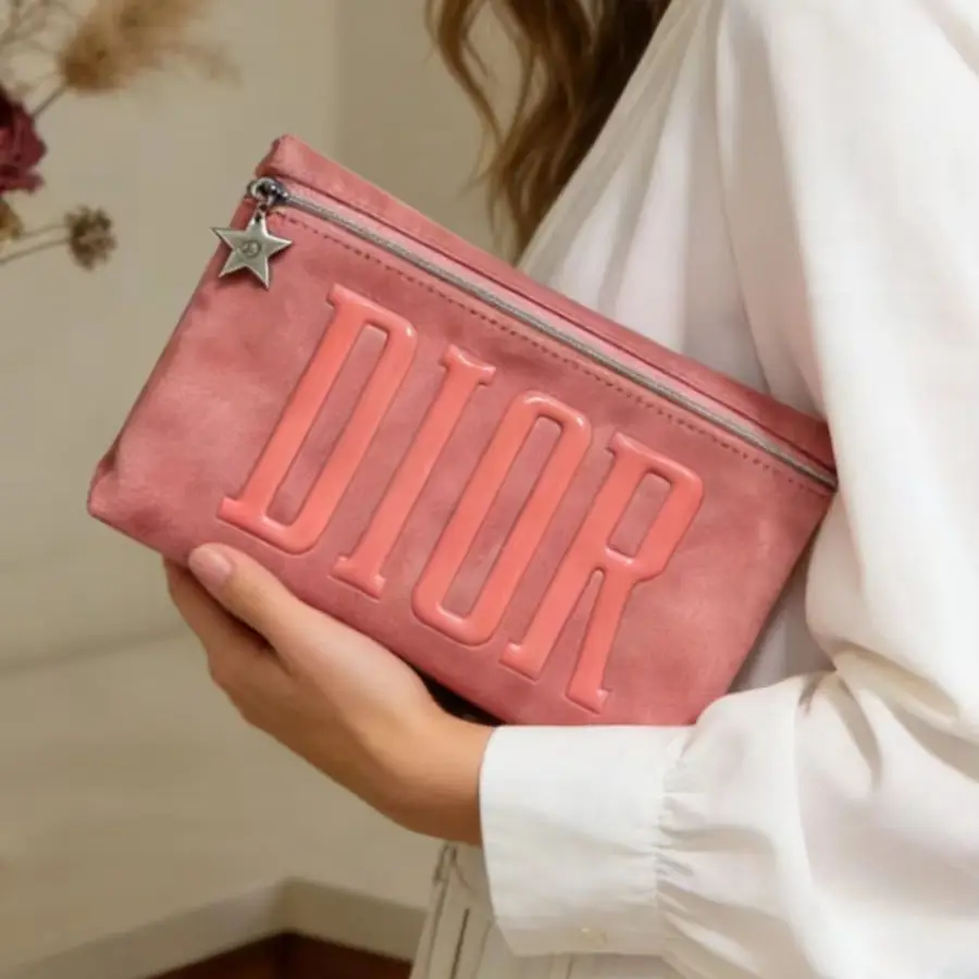 Dior Dior’s Bag Luxury Pink Makeup Organizer Pouch Large Capacity With Star Metal Zipper Charm Portable Travel Cosmetic Wash Bag - view 4