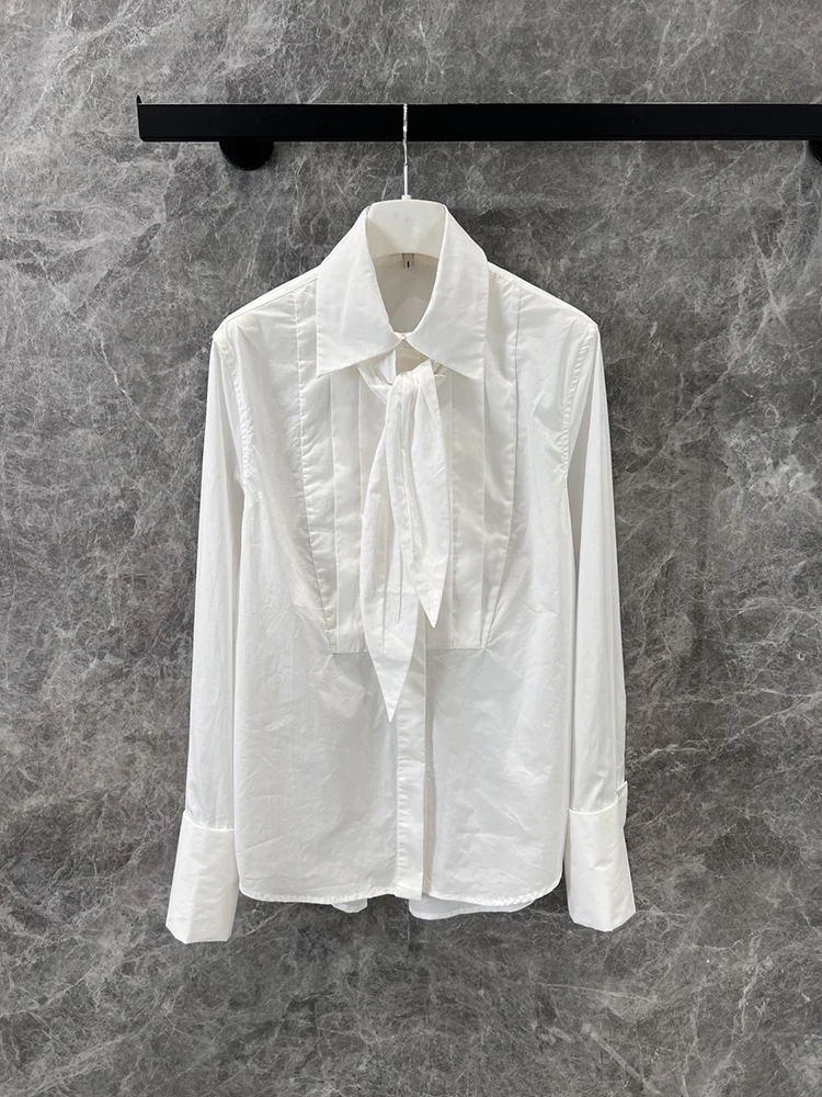 SVORYXIU 2025 新スタイル 秋 デイリーカジュアル レディースシャツ ファッション ホワイト エレガント ルーズ ターンダウンカラーシャツ