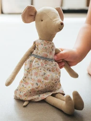 Peluche de algodón y lino para niños, muñeco de tela de felpa de ratón coleccionable, juguetes de animales de peluche medianos, regalo para dormir