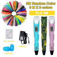 3D Printing Pen Drawing Pen with LCD Screen with 9M PLA Compatible PLA Filament Toy Children Safe Painting DIY Birthday Gift
