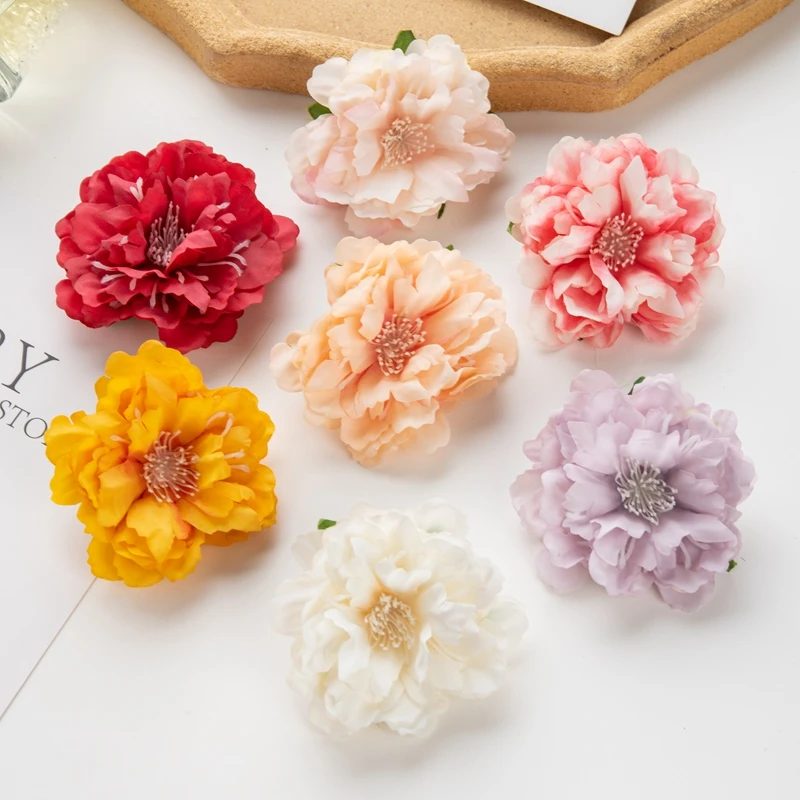 10 Stück Künstliche Seiden-Pfingstrosenblumen für Scrapbooking, DIY, Kunsthandwerk, Staubknospen für Heim-, Party-, Hochzeitsdekoration, Garten, Weihnachten – Detail 4
