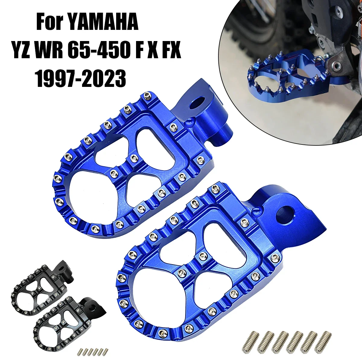 

Motorcycle CNC Foot pegs Foot Rests Pedals For Yamaha YZ65 YZ85 YZ125 YZ250 YZ250F YZ450F YZ125X 250X YZ250FX 450FX WR250F 450F