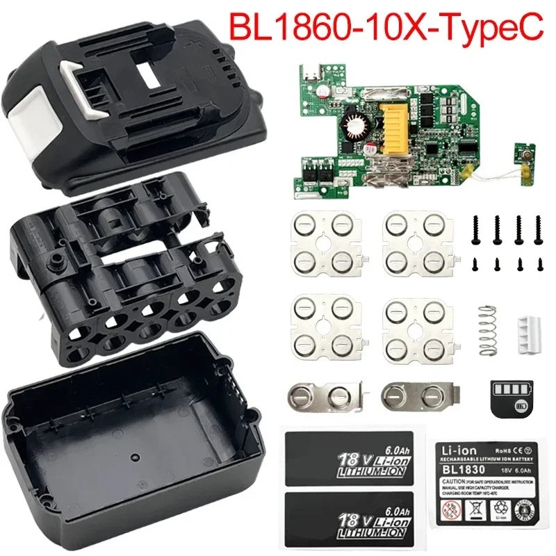 BL1830B Li-ion Battery Case Protection Circuit Board BMS PCBA Type C Charger Power Bank DC18RC For Makita 18V BL1820B BL1860 Box
