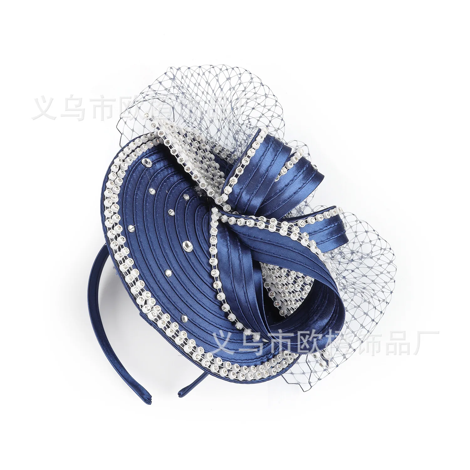 Elegant Vintage Rhinestone Embellished Fascinator Hat With Mesh Bow For Women Bridal Wedding Cocktail Party Kentucky Derby Tea