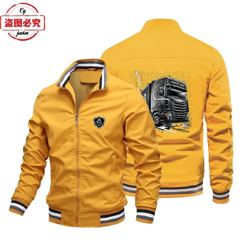 

Размер ЕС, сверхмощная куртка с логотипом грузовика, мужской топ Scania, повседневная куртка на молнии с воротником-стойкой, командная форма, рабочая одежда
