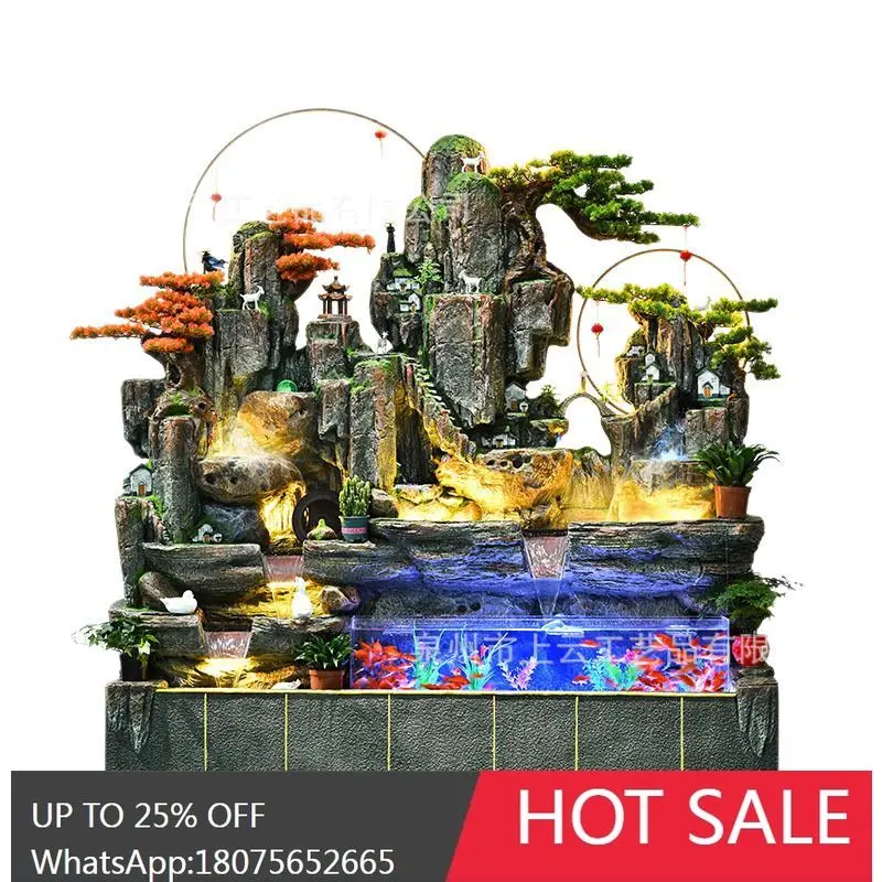 MJY Large Rockery Water Fountain Hotel Living Room Landscape Ornament Fish Pond Decoration