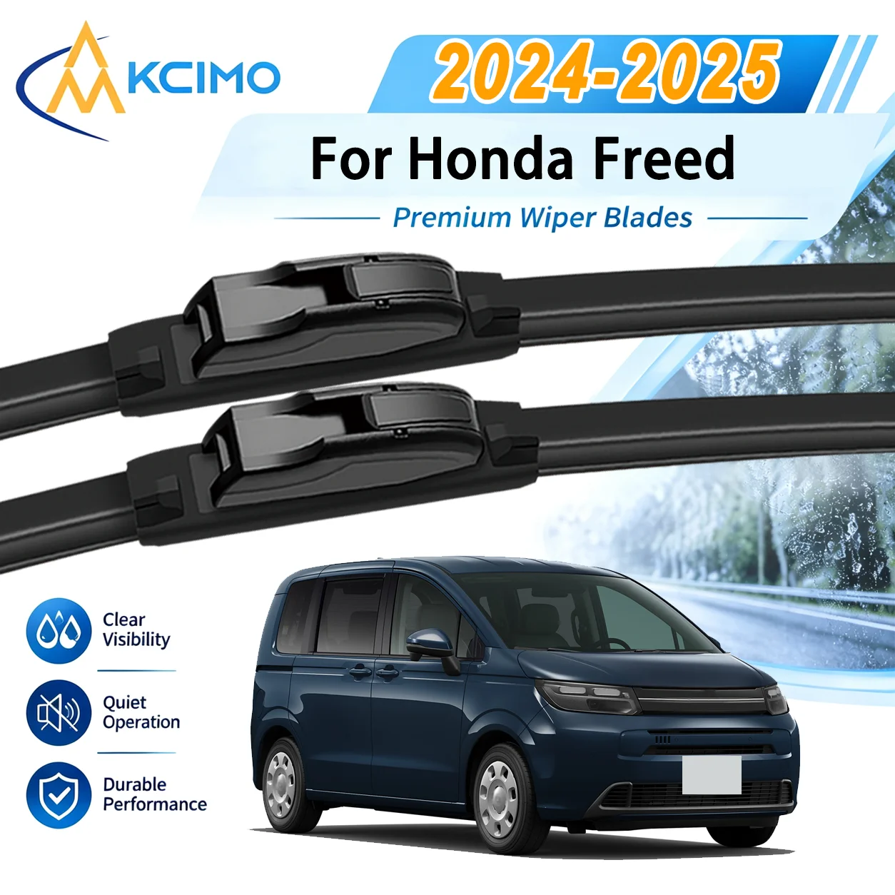 For Honda Freed 2024-2025 Auto Front Windshield Wipers High Steel Frame UV Resistant Silent Replacement Wiper Blades