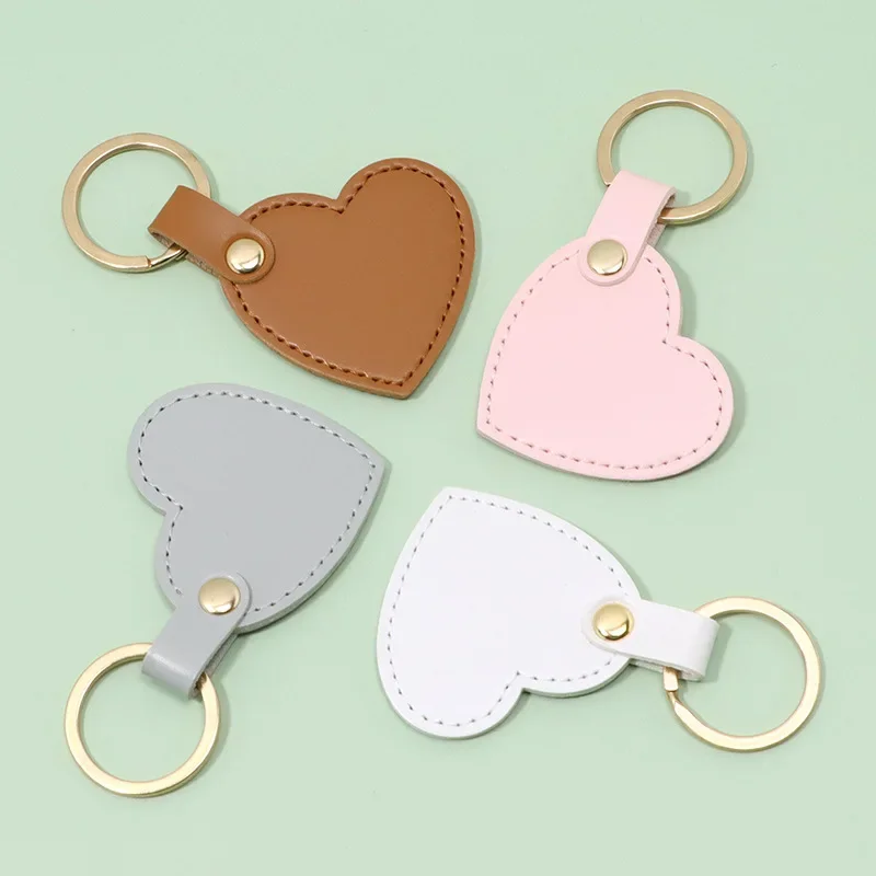 Ins Style Fashion Car Keychain Creative Heart-shaped PU Leather Bag Pendant Accessories Key Chains for Women