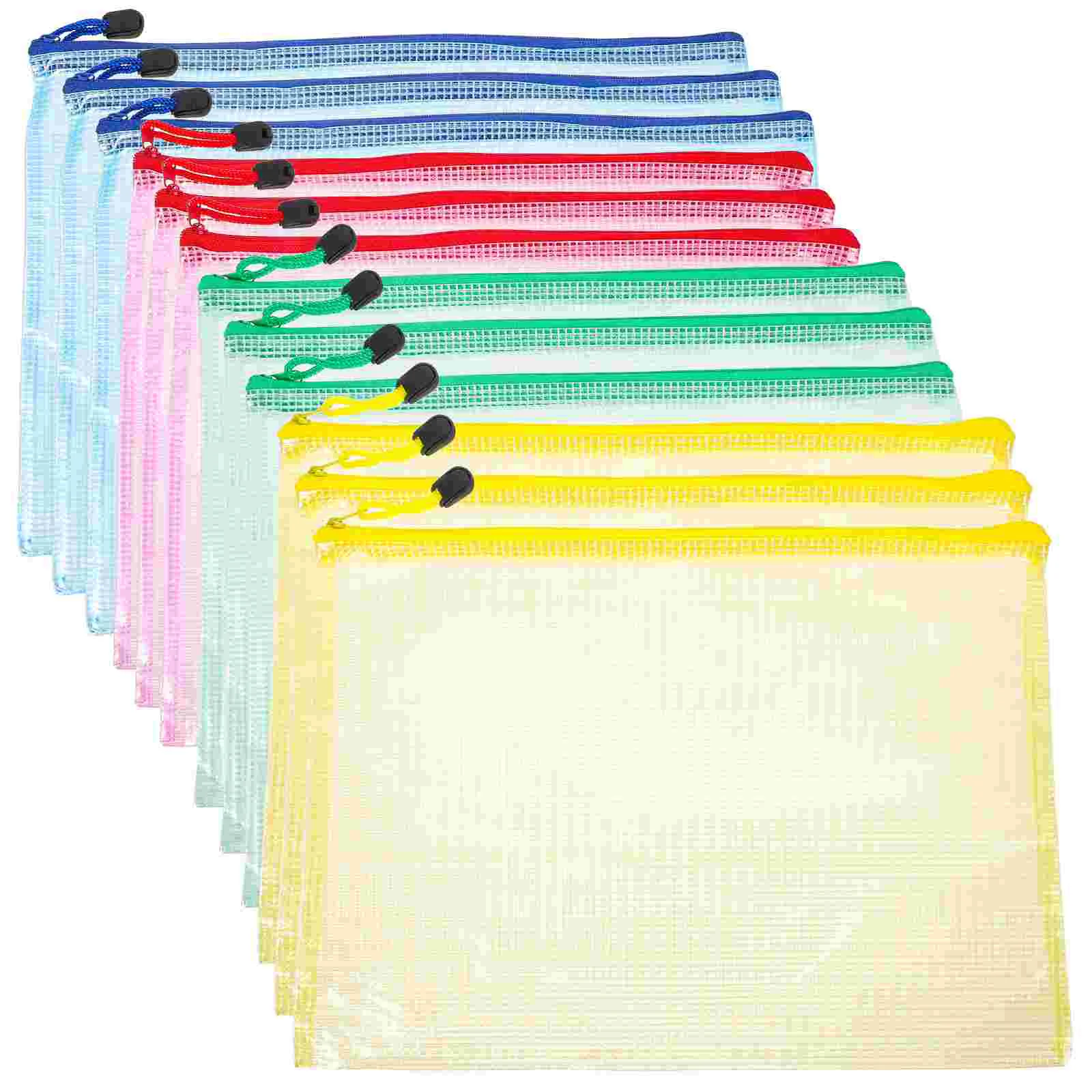 12 Pcs A4 Transparent File Bag Organizer Bags for Traveling Office Folders Receipt Storage Board Game