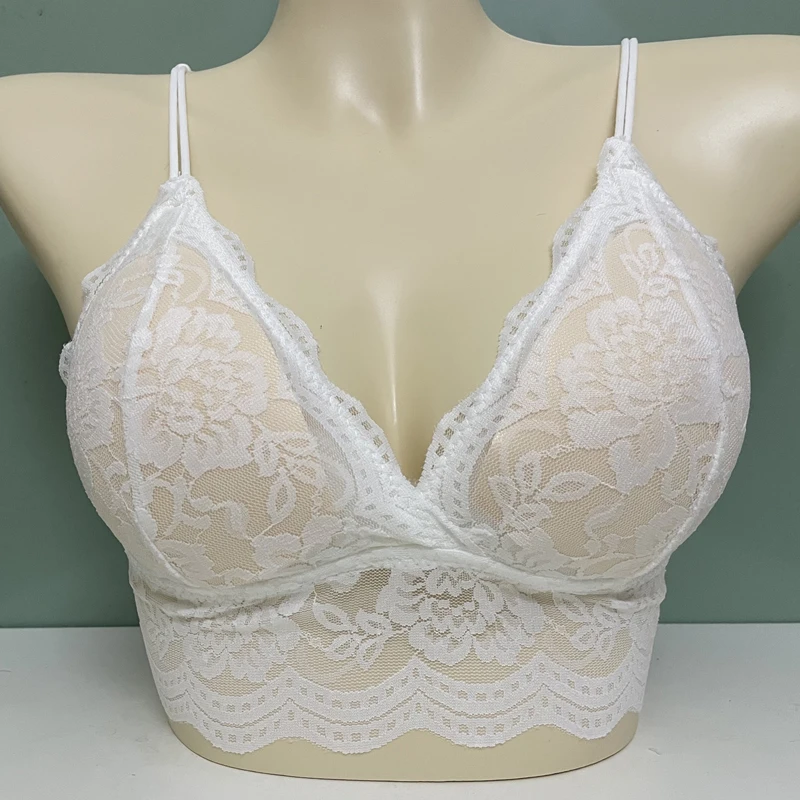 New Women Lace Bra Summer Sexy French Style Lingerie Push Up Bralette Female Soft Tube Top Backless Seamless Wireless Underwear