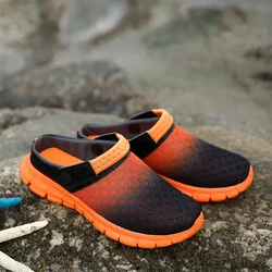 2023 Men Women Summer Sandal Mesh Mules Breathable Padded Beach  Shoes Women Solid Flat Bath Slippers Outside Mens Slippers