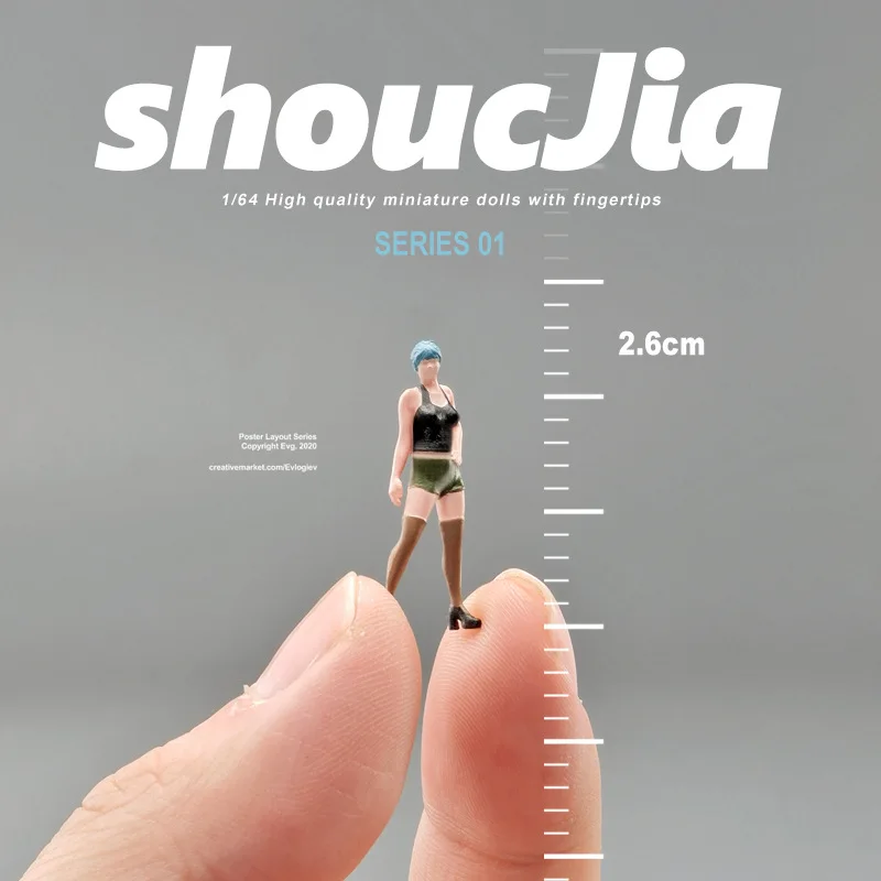 Nuevo modelo a escala 1:64, 1 Uds., moda en miniatura, hermosos tirantes de pelo azul para niña, figura de acción, muñeca, accesorio de escena DIY