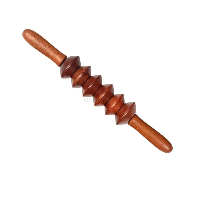 Wooden massage stick mahogany massage roller wenge push back with both hands wooden legs belly ball rolling back trumpet
