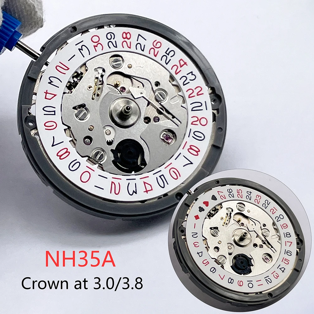 High Accuracy Mechanical NH35 Mechanical Movement Automatic Watch Wrist Day Date at 3H Crown at 3.0/3.8 O'clock Men Wristwatches