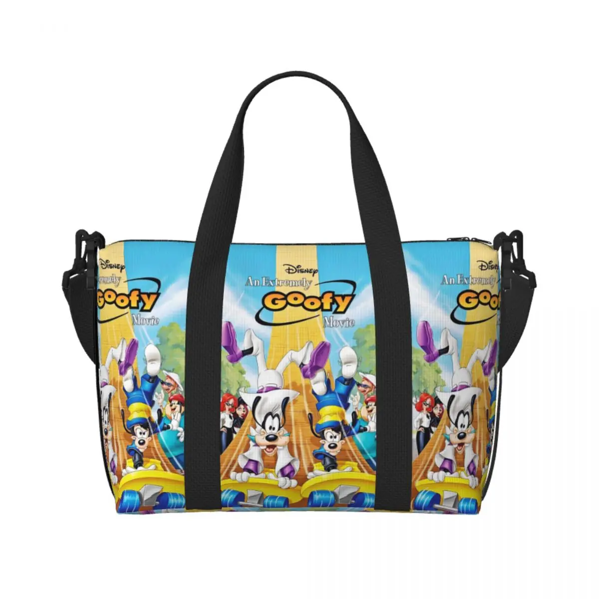 

Custom Goofy Beach Tote Bag for Women Classic Cartoon Movie Pattern Big Compartment Beach Gym Travel Bags