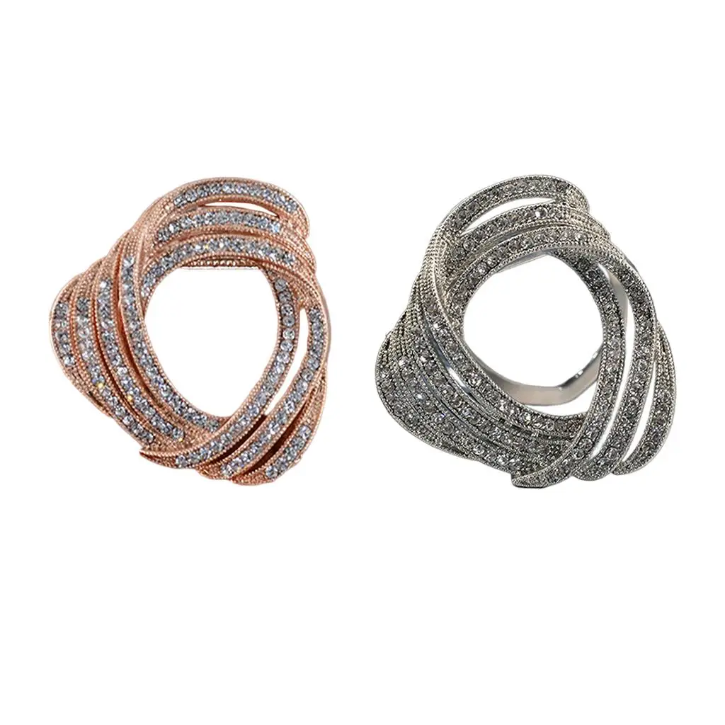 Decorative Alloy Scarf Buckle Rhinestone Pin Brooch Scarf Ring for Gift and Daily Styling