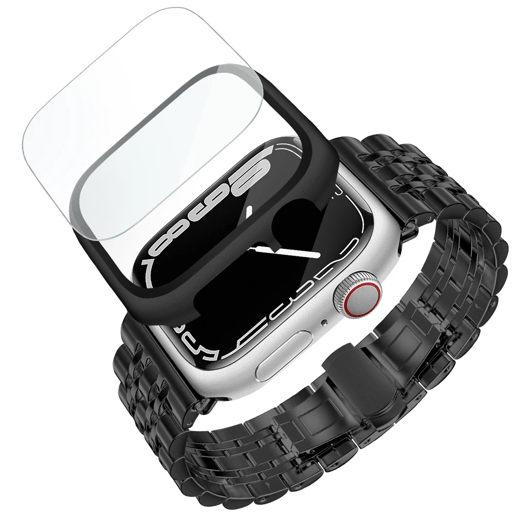 

case+Strap For Apple Watch band 45mm 41mm 42mm 38mm iwatch Stainless Steel Butterfly watchband apple watch series 5 4 3 se 6 7