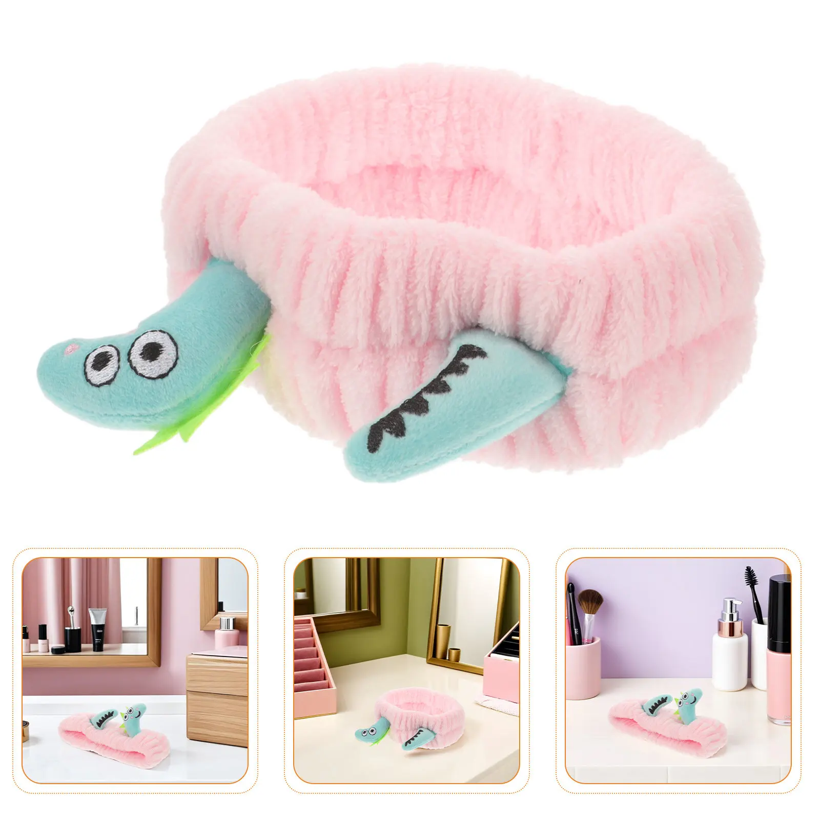 2Pcs Dinosaur Themed Cartoon Headband Elastic Comfortable Bath Hairband for Facial Routine Skincare Makeup Wash Face Spa