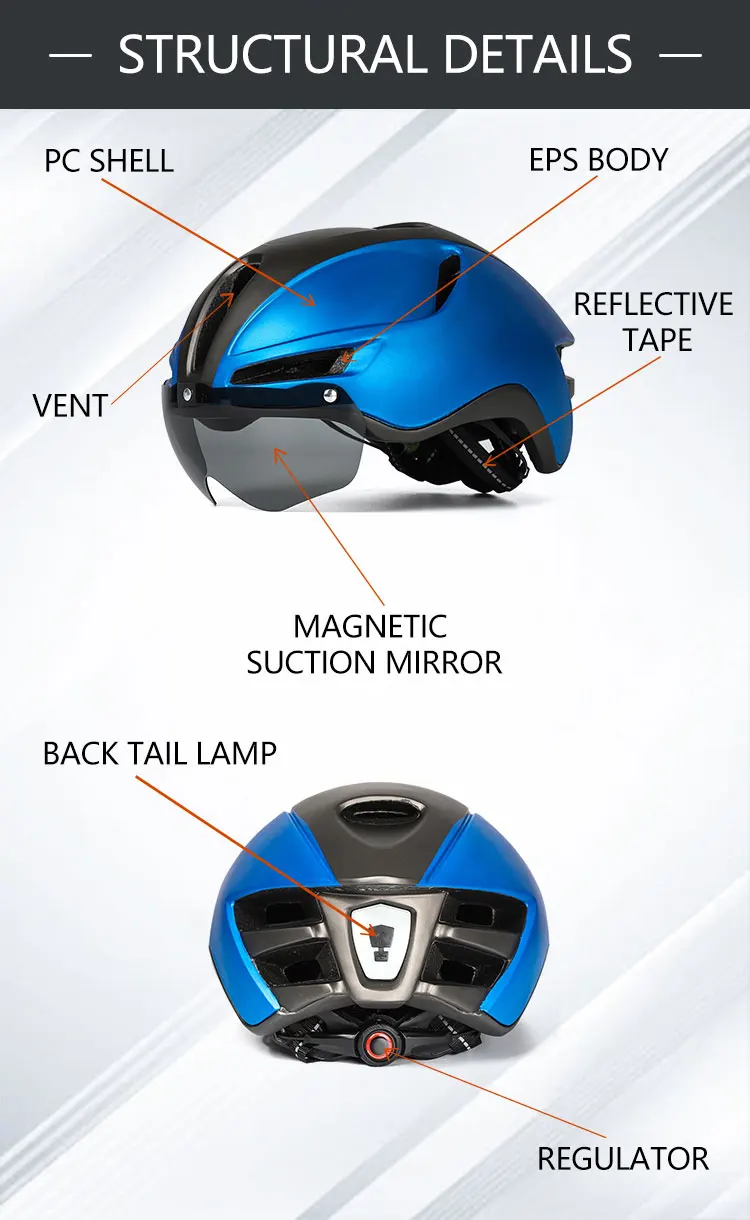 Eastinear 2023 Neuer Rennrad-Mountainbike-Helm für Erwachsene, Herren, Outdoor-Sport, Radfahren, Sicherheitshut mit LED-Aufladung, Rücklichtbrille – Detail 3