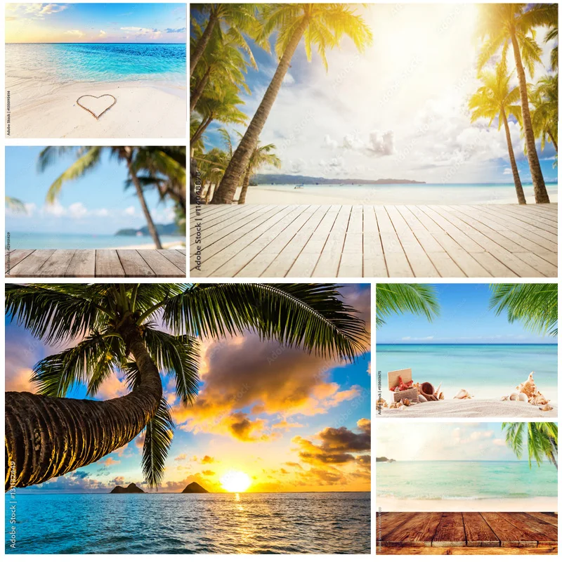 

ZHISUXI Tropical Sea Beach Palms Tree Photography Background Natural Scenic Photo Backdrops Photocall Photo Studio 211227-HHB 08