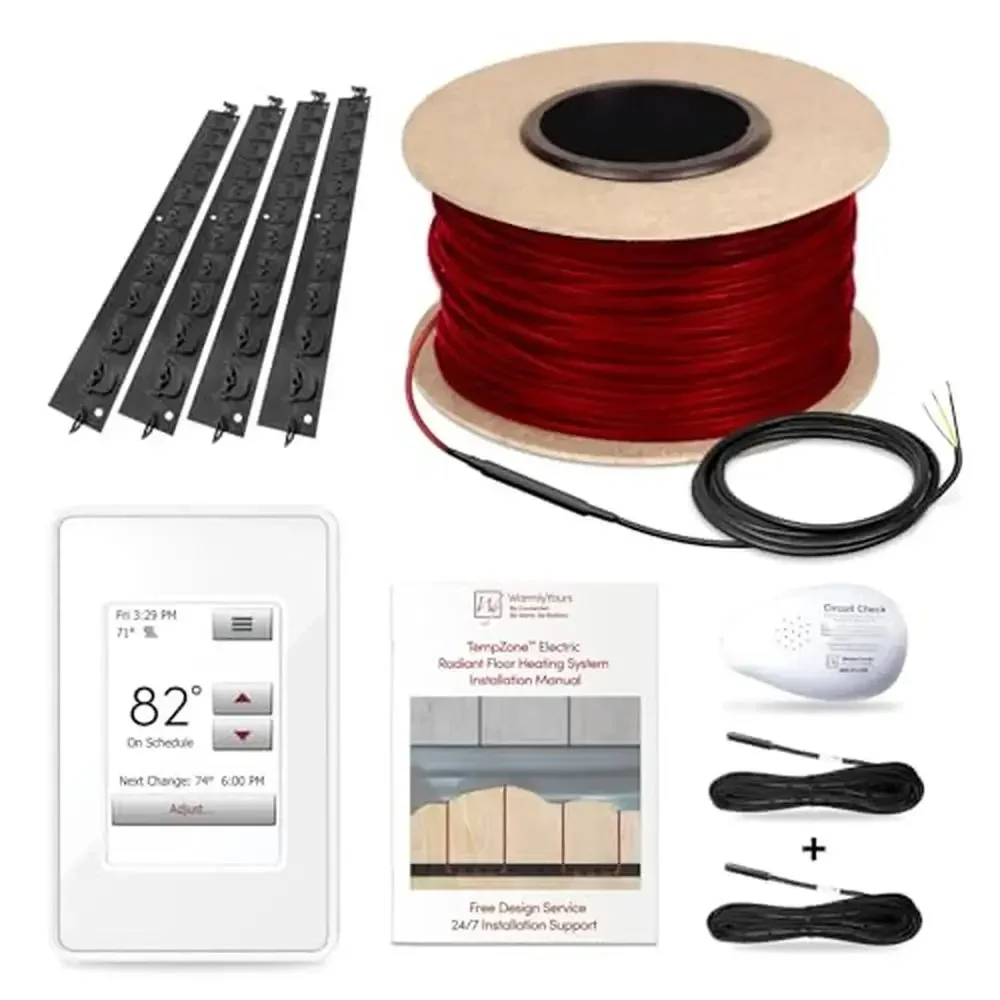 Electric Radiant Floor Heating System Cable Kit Programmable Thermostat Fast Heating Indoor Use 73.3 sqft 120V Energy Efficient