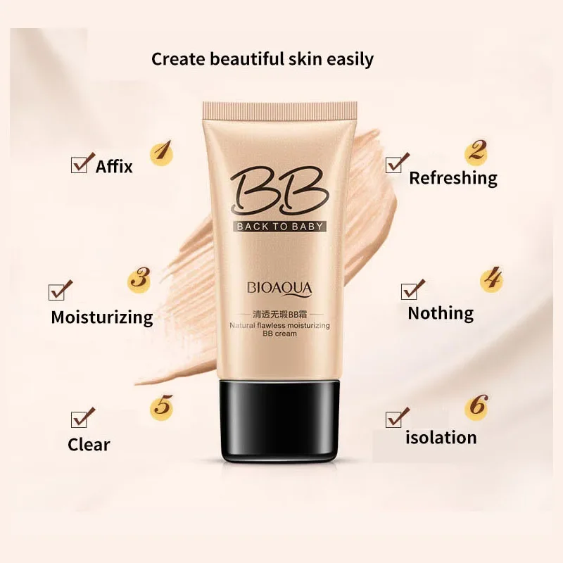 BIOAQUA BB Cream Makeup 3 Colors Natural Flawless Concealer Oil-control Liquid Foundation Moisturizing Cosmetics