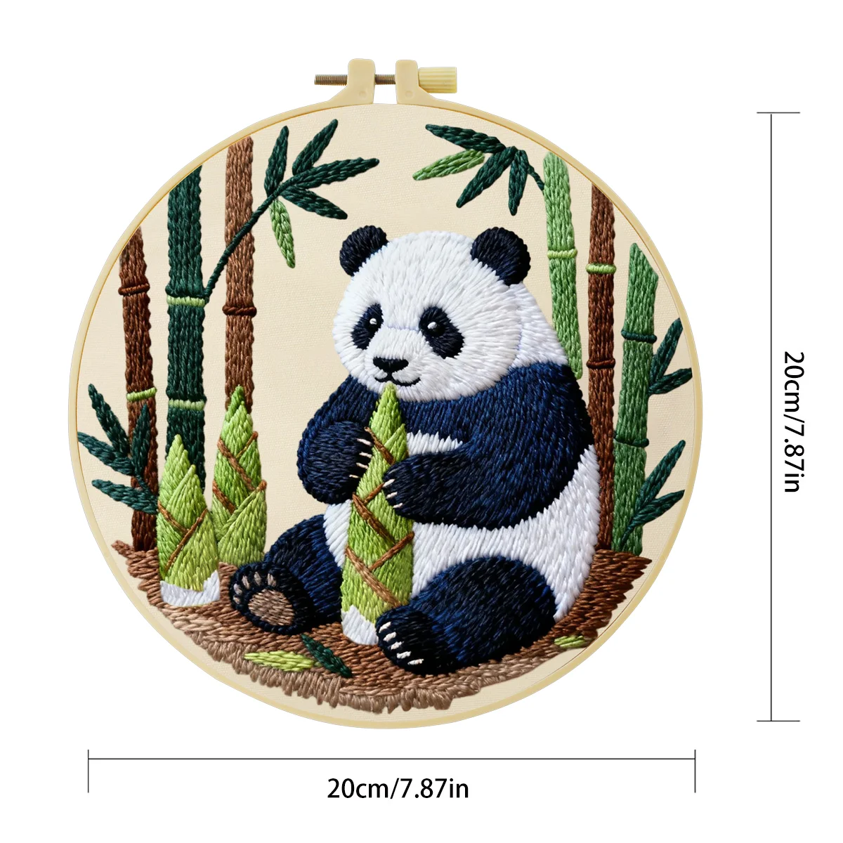 1 Stück 20X20CM/15X15CM 7,87/6,3 Zoll Panda-Stickerei-Starter-Kit DIY-Kit DIY-Stickerei-Set Handarbeiten Nadelkunst Heimdekoration – Detail 3