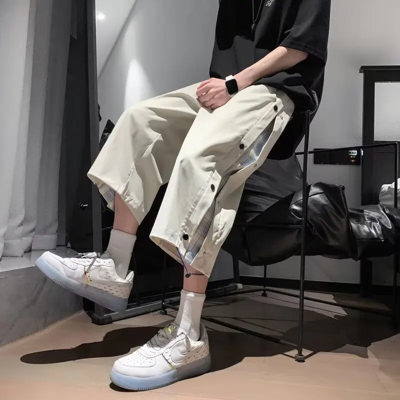 

Casual Wide Leg Sports Pants for Teenage Boys Summer Workwear Straight Cut Loose Fit Big Size Youth Active Lifesle Trousers