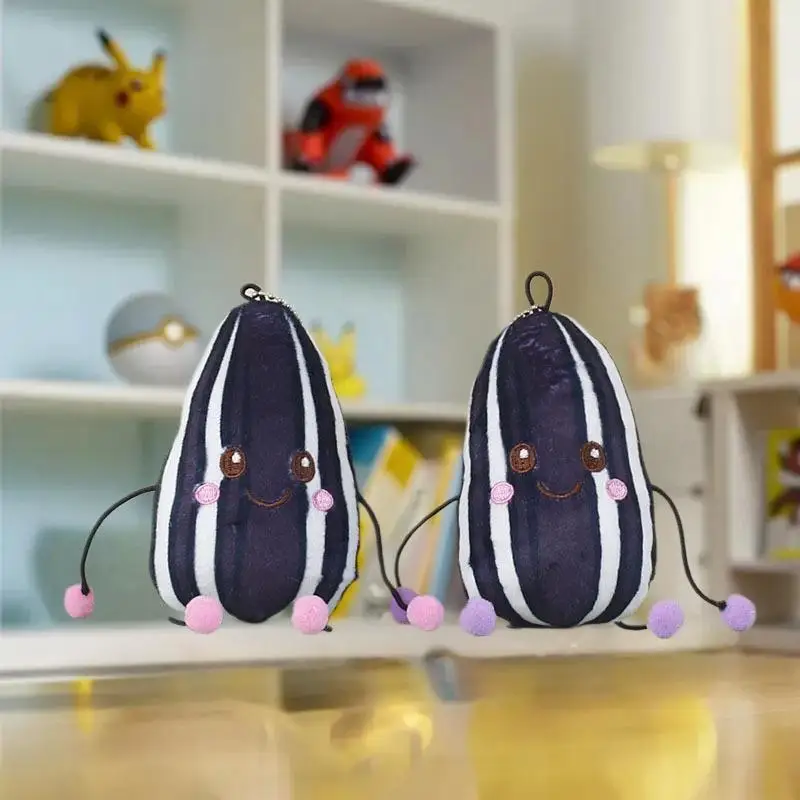 1 pacote adorável chaveiro de boneca de pelúcia de semente de melão; Acessório para decoração de bolsa feminina, chaveiro de coisas de lanche de desenho animado