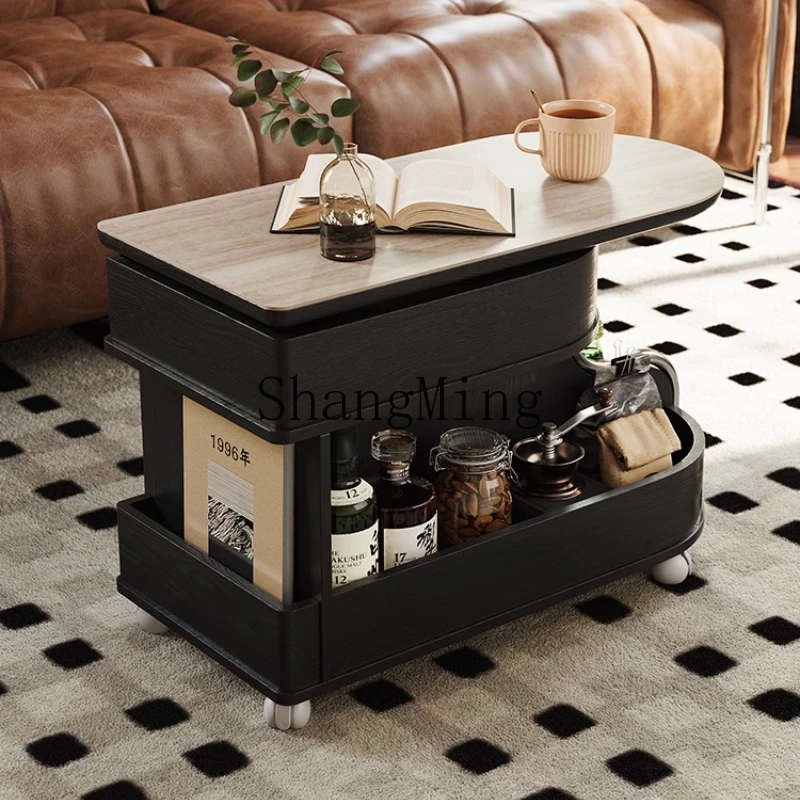 

SM new liftable coffee table light luxury rock slab small apartment living room household removable side table