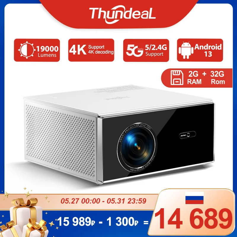 

ThundeaL 2K 4K Full HD 1080P Projector TDA7W 2G 32G Android 13 WiFi 6 Home Theater TDA7 Beam Projector for Outdoor Meeting Video