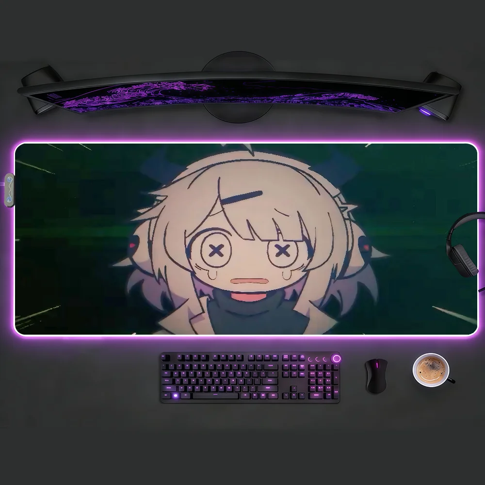 

Game Y-Yunyun S-Syndrome MousePad RGB LED Non-slip Desk Mat Rubber Gaming Accessories Large XXL Computer Office Keyboard DeskMat