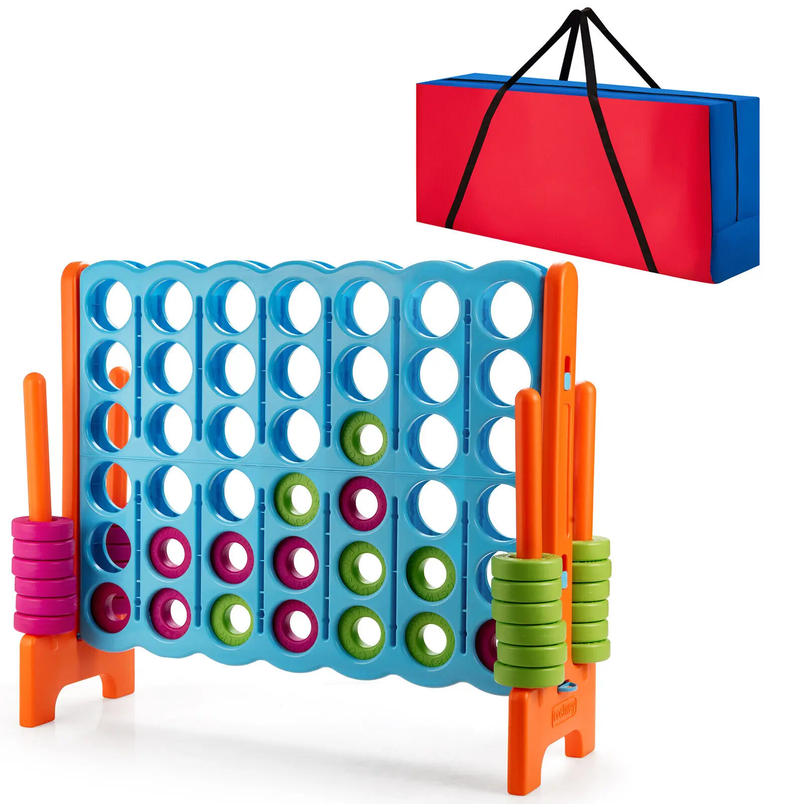 

Costway Giant 4-In-A-Row 4-to-Score Game W/Bag Indoor Outdoor Party Family Connect Game